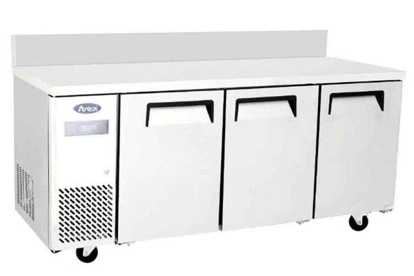 Table réfrigérée compacte négative à dosseret - 3 portes - Groupe à gauche - Inox - YPF9047GR-SB - EQUIPEMENT RESTAURATION 