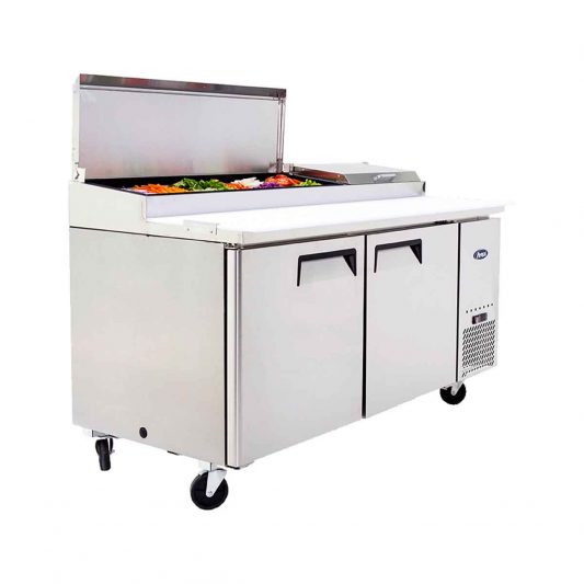 Table réfrigérée de préparation à pizzas - 2 portes - Inox - MPF8202GR - EQUIPEMENT RESTAURATION 