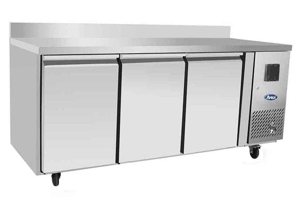 Table réfrigérée négative avec dosseret - 3 portes - Inox - EPF3471GR-SB - EQUIPEMENT RESTAURATION 