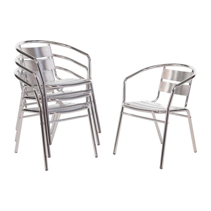 Fauteuils empilables en aluminium Bolero (Lot de 4) - EQUIPEMENT RESTAURATION 