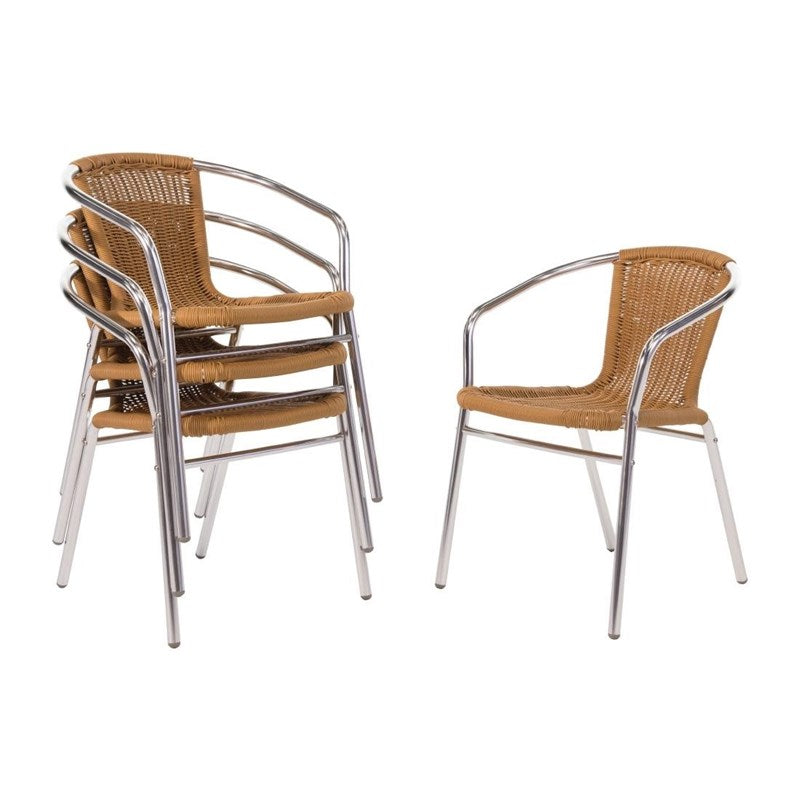 Fauteuils en rotin PE et aluminium empilables Bolero (Lot de 4) - EQUIPEMENT RESTAURATION 